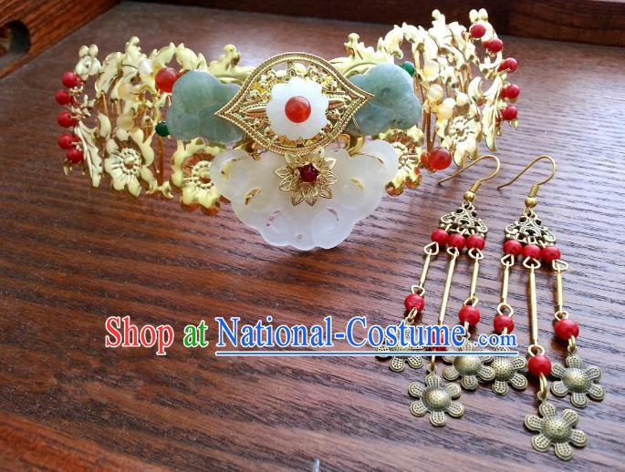 Traditional Handmade Chinese Classical Hair Accessories Hair Comb Ancient Princess Hairpins and Earrings for Women