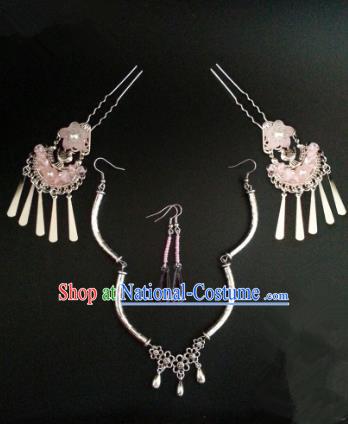 Handmade Traditional Chinese Classical Hair Accessories Ancient Bride Hanfu Hairpins Frontlet and Earrings for Women