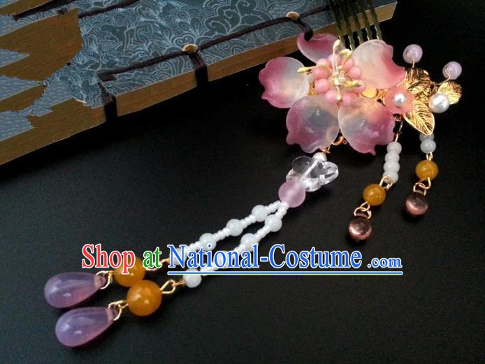 Handmade Traditional Chinese Classical Hair Accessories Ancient Bride Hanfu Tassel Hair Comb Hairpins for Women