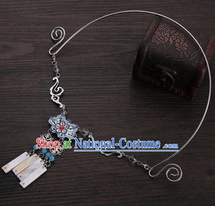 Traditional Chinese Handmade Classical Accessories Blueing Cloisonn Necklace for Women