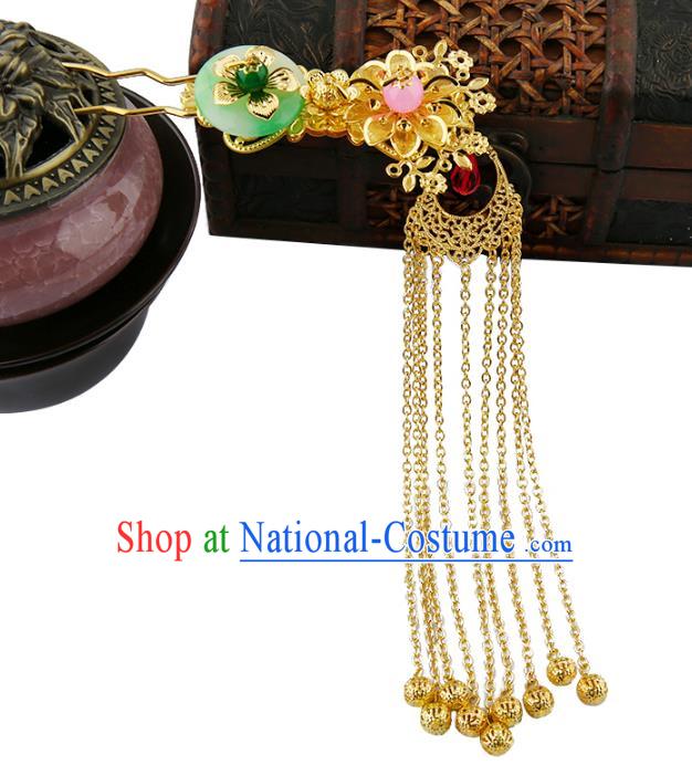 Asian Chinese Handmade Palace Lady Classical Hair Accessories Hanfu Tassel Hairpins Headwear for Women