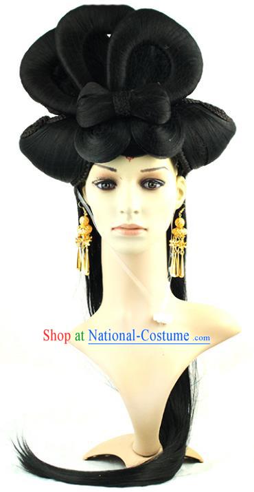 Asian Chinese Handmade Classical Hair Accessories Palace Lady Fairy Wig Sheath for Women