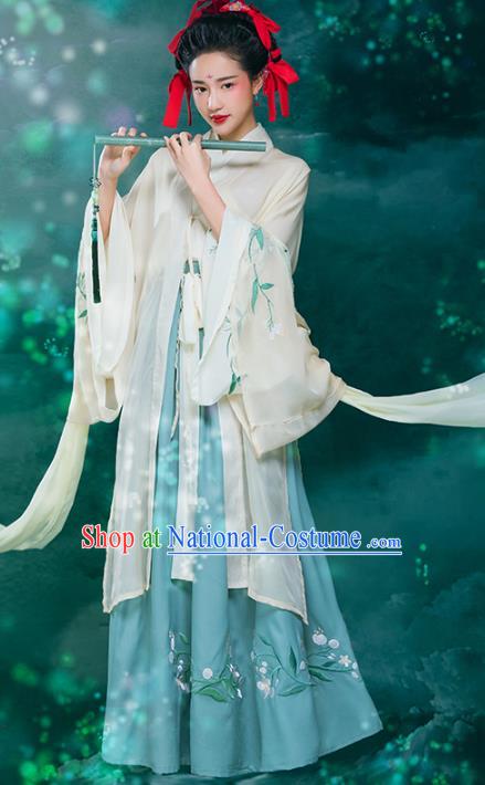 Traditional Chinese Tang Dynasty Princess Costume, China Ancient Palace Lady Embroidered Hanfu Clothing