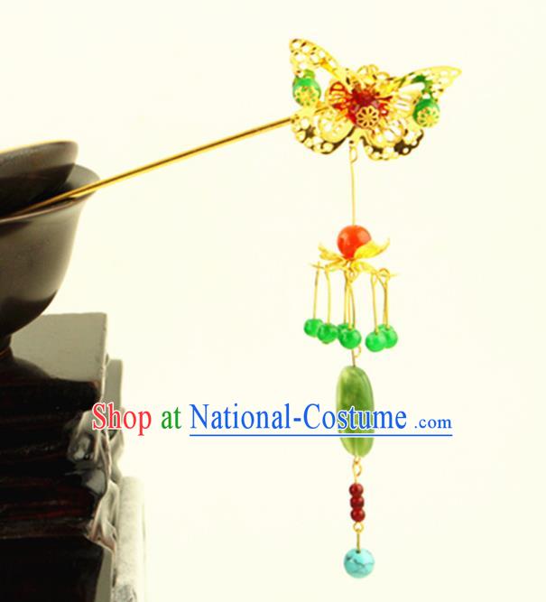 Asian Chinese Handmade Classical Hair Accessories Princess Hairpins Butterfly Tassel Step Shake for Women