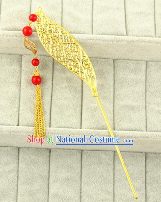 Asian Chinese Handmade Classical Hair Accessories Princess Hairpins Golden Hair Stick for Women