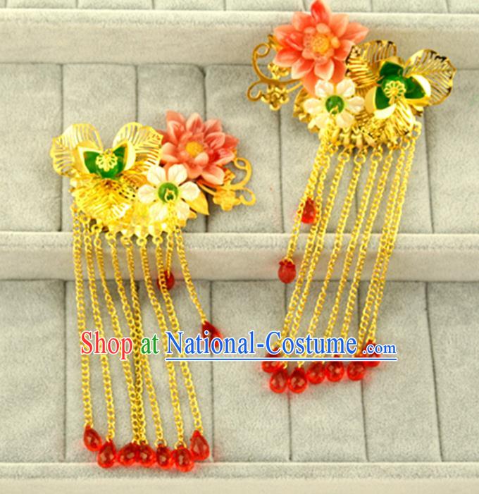 Asian Chinese Handmade Classical Hair Accessories Princess Hairpins Tassel Hair Stick for Women