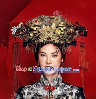 Asian Chinese Ancient Handmade Classical Hair Accessories Palace Lady Luxurious Phoenix Coronet Hairpins Complete Set for Women