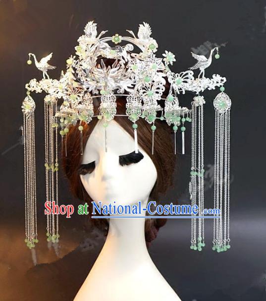 Asian Chinese Ancient Handmade Classical Hair Accessories Hairpins Xiuhe Suit Phoenix Coronet for Women