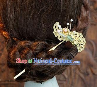 Chinese Handmade Classical Luxurious Jade Hairpins Hair Accessories Ancient Step Shake for Women