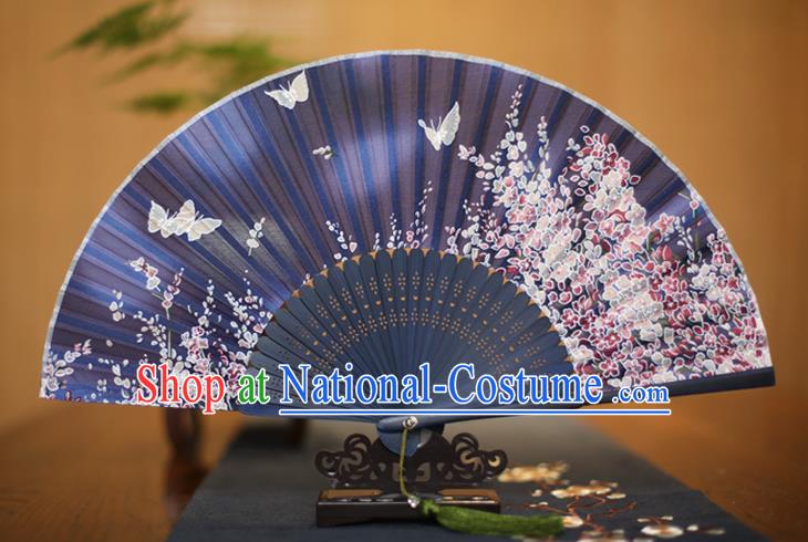 Traditional Chinese Crafts Printing Flowers Folding Fan, China Sensu Paper Fans for Women