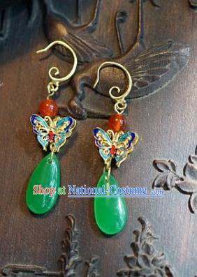 Asian Chinese Traditional Handmade Jewelry Accessories Bride Blueing Butterfly Earrings for Women