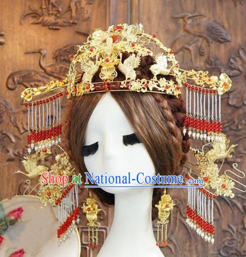 Chinese Ancient Handmade Classical Hair Accessories Palace Lady Hairpins Phoenix Coronet Bride Headdress for Women