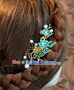 Chinese Handmade Classical Blue Side Hairpins Hair Accessories Ancient Hair Clip for Women