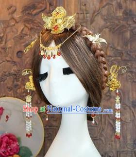 Chinese Handmade Classical Hair Accessories Ancient Bride Step Shake Hairpins Complete Set for Women