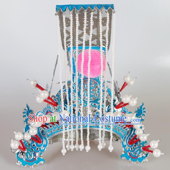 Chinese Beijing Opera General Tassel Headpiece, China Peking Opera Takefu Helmet