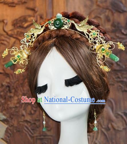 Chinese Ancient Handmade Classical Wedding Hair Accessories Phoenix Coronet Xiuhe Suit Bride Hairpins for Women