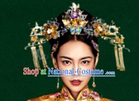 Asian Chinese Handmade Classical Hair Accessories Phoenix Coronet Bride Xiuhe Suit Hairpins Complete Set for Women