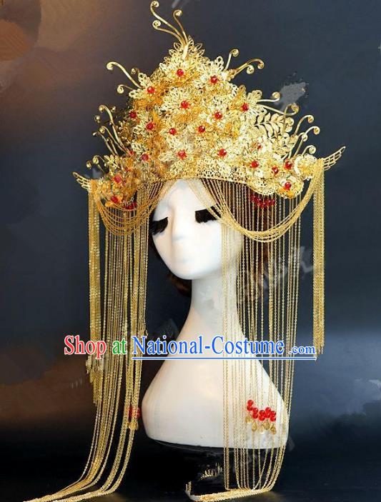 Chinese Ancient Handmade Classical Wedding Hair Accessories Xiuhe Suit Headwear Hairpins Phoenix Coronet for Women