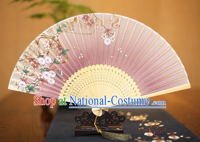 Traditional Chinese Crafts Printing Begonia Folding Fan, China Sensu Paper Fans for Women