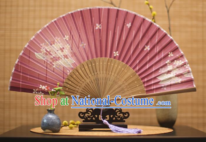 Traditional Chinese Crafts Printing Flowers Red Folding Fan, China Sensu Paper Fans for Women