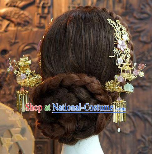 Chinese Handmade Classical Shell Hair Accessories Ancient Palace Lady Step Shake Hairpins for Women