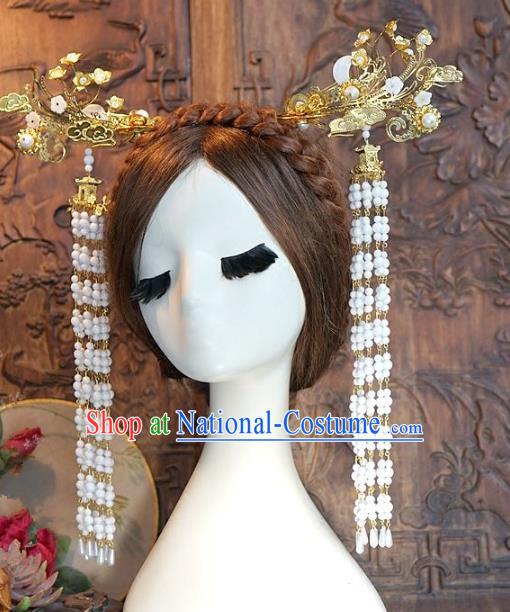 Chinese Handmade Classical Hair Accessories Ancient Hairpins Bride Exaggerated Tassel Step Shake for Women