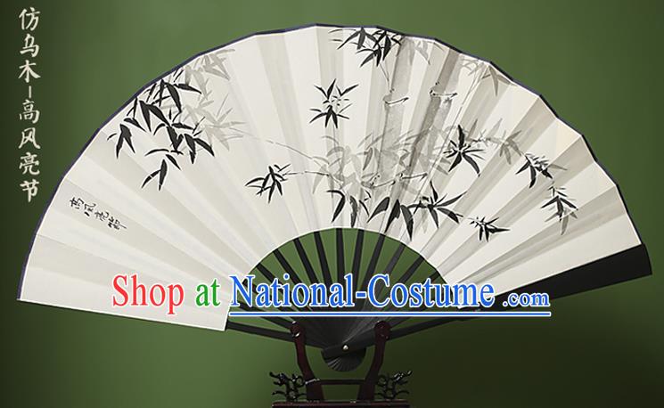 Traditional Chinese Crafts Ink Painting Bamboo White Folding Fan Paper Fans for Women