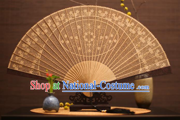 Traditional Chinese Crafts Sandalwood Flowers Folding Fan Sandal Fans for Women