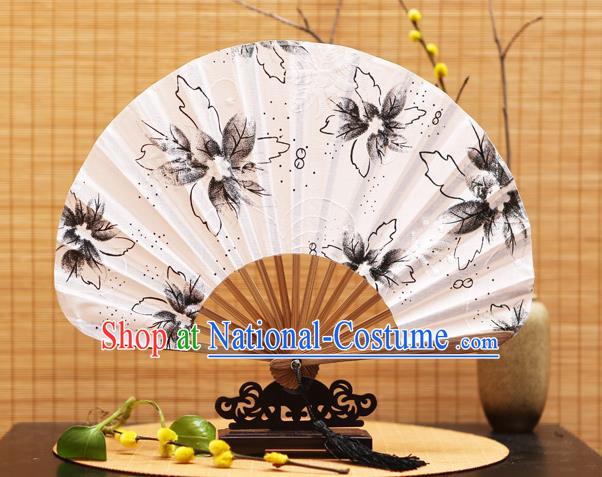 Traditional Chinese Crafts Shell Silk Folding Fan Ink Painting Flowers Bamboo Fans for Women