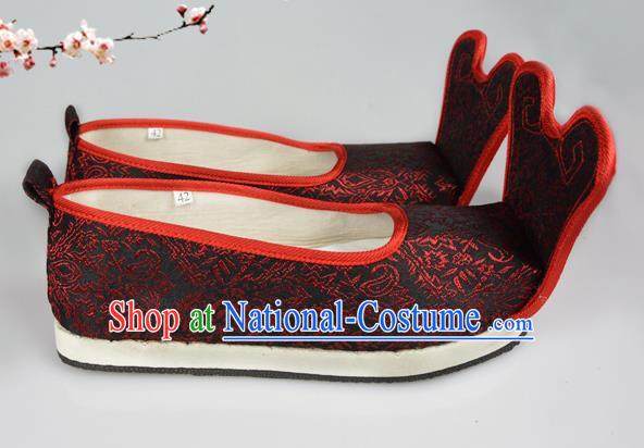 Asian Chinese Wedding Shoes Black Embroidered Shoes, Traditional China Princess Shoes Bride Hanfu Shoes