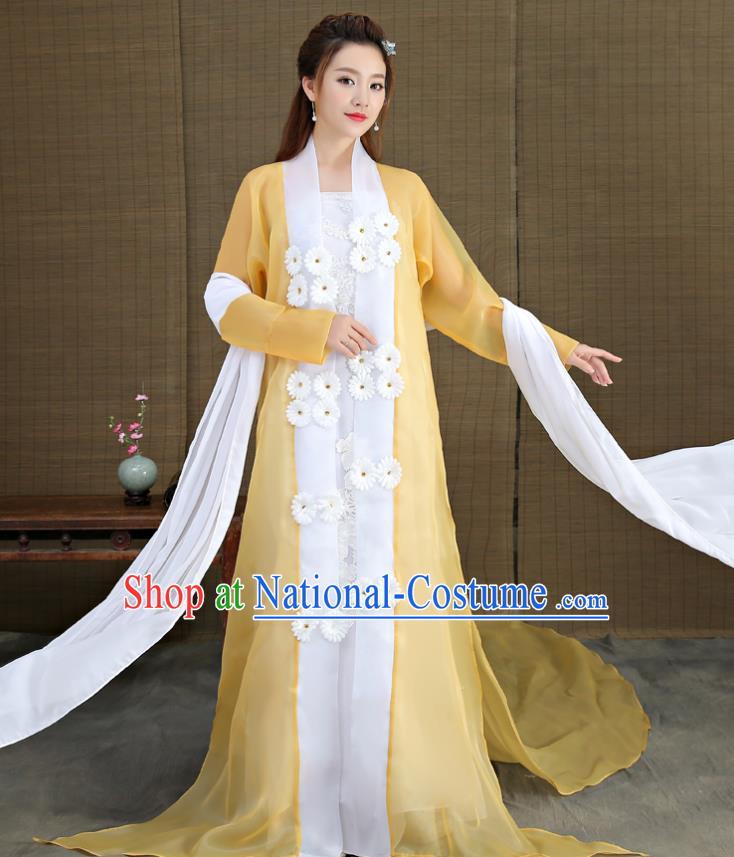 Traditional Chinese Ancient Fairy Princess Costume, China Tang Dynasty Palace Lady Embroidered Hanfu Clothing for Women