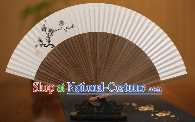 Traditional Chinese Crafts Printing Plum Blossom Folding Fan Paper Fans for Men