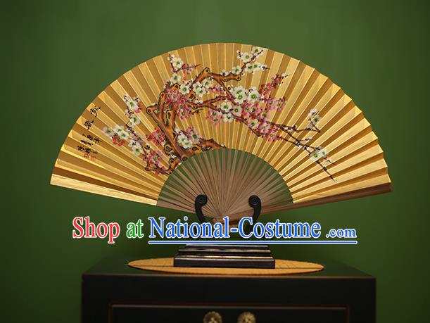 Traditional Chinese Crafts Printing Plum Blossom Folding Fan, China Beijing Opera Paper Fans for Men