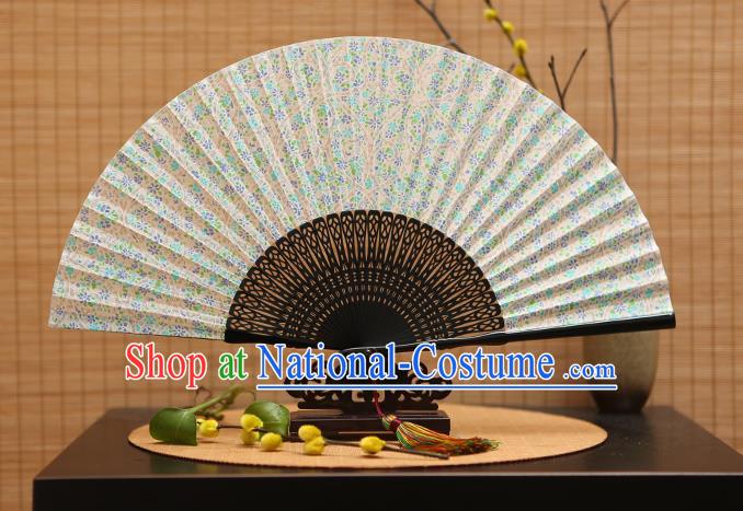 Traditional Chinese Crafts Printing Green Folding Fan, China Beijing Opera Silk Fans for Women