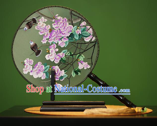 Traditional Chinese Crafts Embroidered Flowers Round Fan, China Palace Fans Princess Silk Circular Fans for Women