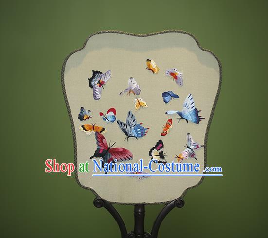 Traditional Chinese Crafts Embroidered Butterfly Silk Fan, China Palace Fans Princess Square Fans for Women