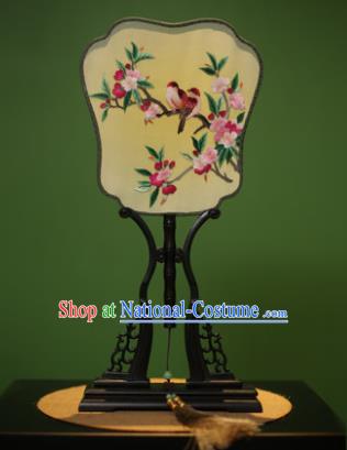 Traditional Chinese Crafts Embroidered Birds Flowers Silk Fan, China Palace Fans Princess Square Fans for Women