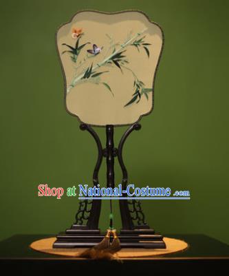 Traditional Chinese Crafts Embroidered Bamboo Silk Fan, China Palace Fans Princess Square Fans for Women