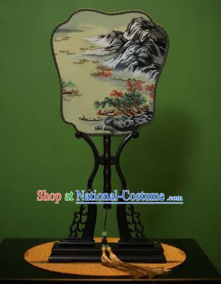 Traditional Chinese Crafts Embroidered Silk Fan, China Palace Fans Princess Square Fans for Women