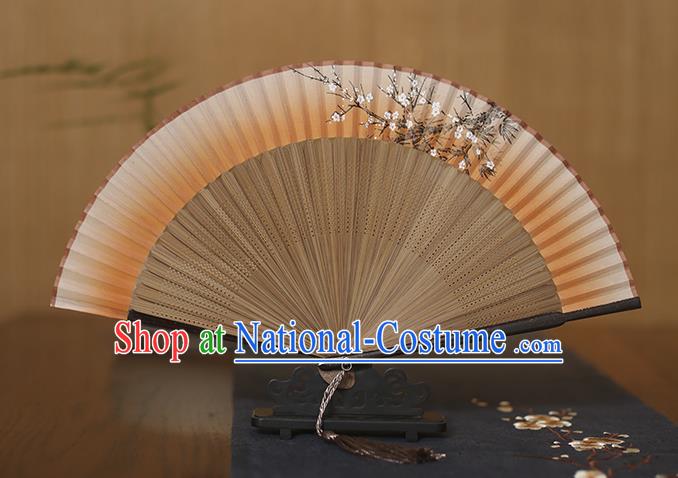 Traditional Chinese Crafts Folding Fan, China Printing Plum Blossom Silk Fans for Women