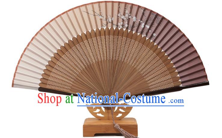 Traditional Chinese Crafts Folding Fan, China Printing Plum Blossom Silk Fans for Women