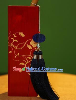 Traditional Chinese Crafts Folding Fan Pendant Black Tassel Fan Accessories for Women