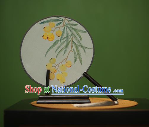 Traditional Chinese Crafts Round Silk Fan, China Palace Fans Princess Printing Fruit Circular Fans for Women