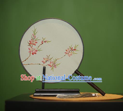 Traditional Chinese Crafts Round Silk Fan, China Palace Fans Princess Printing Peach Blossom Circular Fans for Women