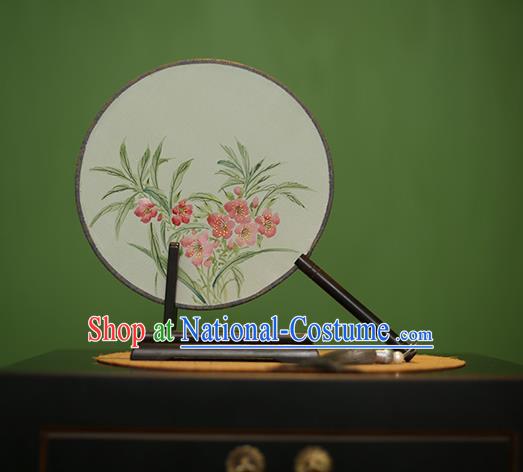 Traditional Chinese Crafts Round Silk Fan, China Palace Fans Princess Printing Flowers Circular Fans for Women