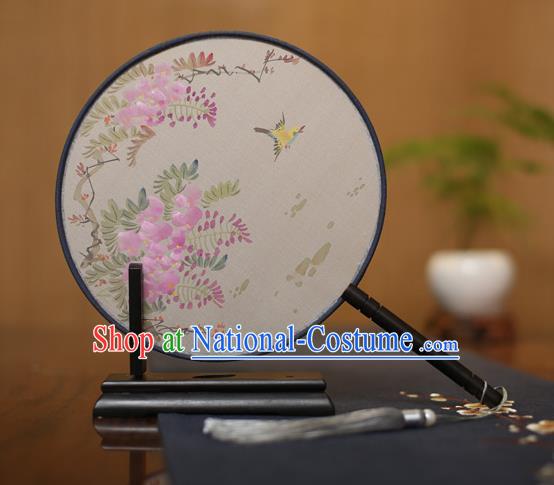 Traditional Chinese Crafts Round Silk Fan, China Palace Fans Princess Printing Bird Circular Fans for Women