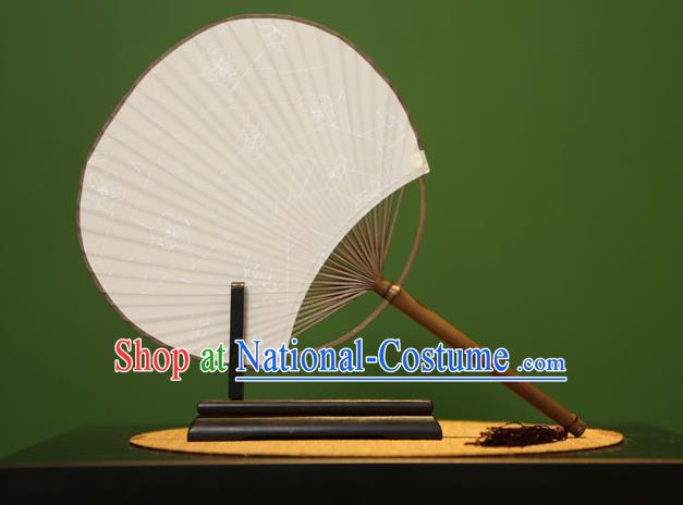 Traditional Chinese Crafts Printing Xuan Paper Fan, Chinese Art Paper Palace Fans Bamboo Handle Fans for Women