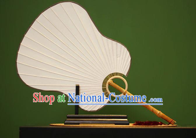 Traditional Chinese Crafts Palm-Leaf Xuan Paper Fan, Chinese Art Paper Palace Fans Bamboo Handle Fans for Women