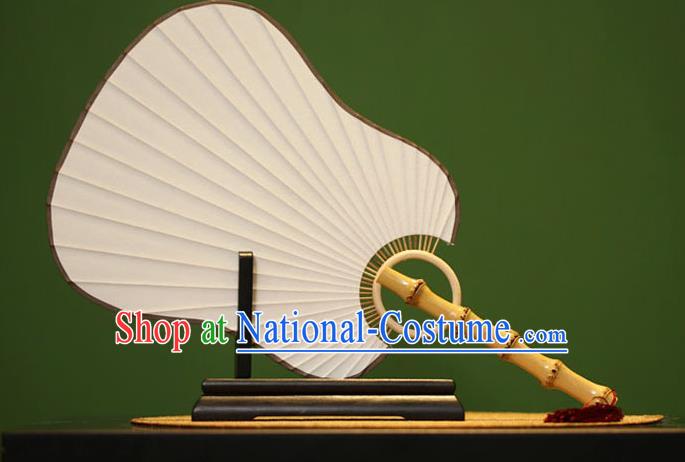 Traditional Chinese Crafts Xuan Paper Palm-Leaf Fan, Chinese Art Paper Palace Fans Bamboo Handle Fans for Women