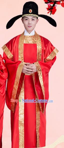 Traditional Chinese Ancient Bridegroom Wedding Costume, China Tang Dynasty Prince Hanfu Clothing for Men